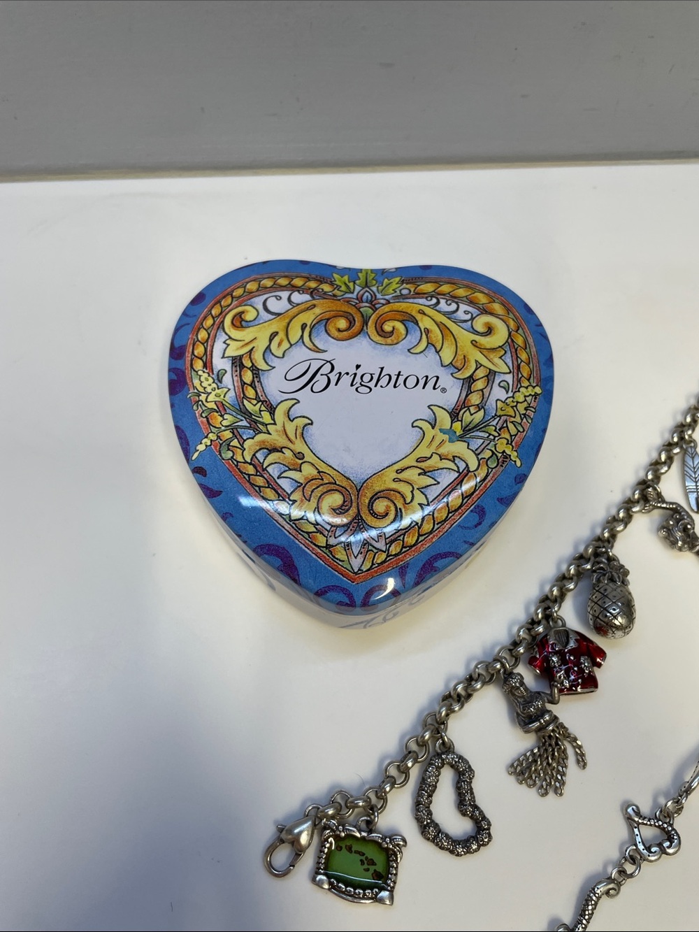 BRIGHTON Silver Charm Bracelet Lot of 4   With Heart case - Picture 4 of 7